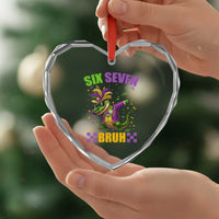 Funny 67 Mardi Gras Alligator Heart Crystal Glass Ornament Six Seven Bruh Mardigator Dabbing Crocodile
