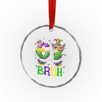 Funny 67 Mardi Gras Bruh Crystal Glass Ornament Six Seven Meme Fleur De Lis Hand Gesture