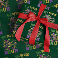 Funny 67 Mardi Gras Wrapping Paper Roll Six Seven Bruh Dabbing Jester