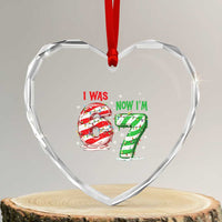 Funny 67 Meme 7 Year Old Birthday Christmas Heart Crystal Glass Ornament I Was 6 Now I Am 7 Brainrot - Wonder Print Shop