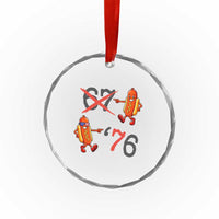 Funny 67 Meme Hot Dog Lover Crystal Glass Ornament USA 250 BBQ Celebration