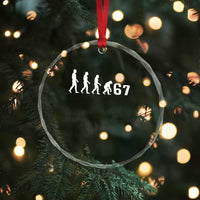 Funny 67 Reverse Evolution Crystal Glass Ornament Sarcastic Six Seven Meme - Wonder Print Shop