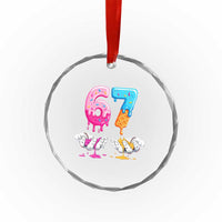 Funny 67 Six Seven Ice Cream Drip Crystal Glass Ornament Cool Meme 6 7 Funny Number Couple Matching Costume - Wonder Print Shop