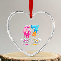 Funny 67 Six Seven Ice Cream Drip Heart Crystal Glass Ornament Cool Meme 6 7 Funny Number Couple Matching Costume - Wonder Print Shop