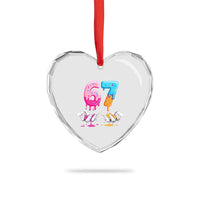 Funny 67 Six Seven Ice Cream Drip Heart Crystal Glass Ornament Cool Meme 6 7 Funny Number Couple Matching Costume - Wonder Print Shop