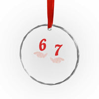 Funny 67 Six Seven Meme Hands Gesture Alpha Slang Crystal Glass Ornament TS11