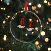 Funny 67 Six Seven Meme Hands Gesture Alpha Slang Crystal Glass Ornament TS11