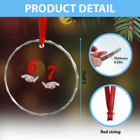 Funny 67 Six Seven Meme Hands Gesture Alpha Slang Crystal Glass Ornament TS11
