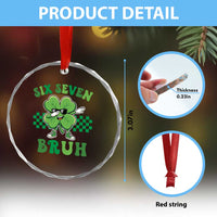 Funny 67 St Patricks Day Crystal Glass Ornament Six Seven Bruh Dabbing Shamrock