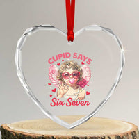 Funny 67 Valentines Day Heart Crystal Glass Ornament Cupid Say Six Seven 67 Meme