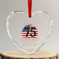 Funny 75th Birthday Heart Crystal Glass Ornament Vintage US Flag Built 75 Years Ago Parts Original
