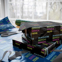 Funny 90th Birthday Wrapping Paper Roll Retro Vintage Badass Bih Since 1936