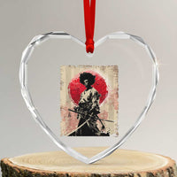 Funny African America Samurai Heart Crystal Glass Ornament Japanese Art Black Warrior Fighter
