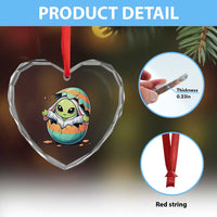 Funny Alien Bunny Ears Easter Heart Crystal Glass Ornament Extraterrestrial Gift
