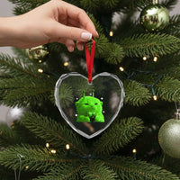 Funny Alien Cat Meme Heart Crystal Glass Ornament Funny Kitten 90s Retro Vintage Graphic Weird Cats Y2k - Wonder Print Shop
