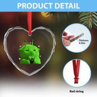 Funny Alien Cat Meme Heart Crystal Glass Ornament Funny Kitten 90s Retro Vintage Graphic Weird Cats Y2k - Wonder Print Shop