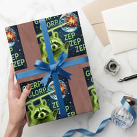 Funny Alien Raccoon Meme Wrapping Paper Roll Glerp Glorp Brainrot Stupid Gift - Wonder Print Shop