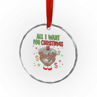 Funny All I Want For Xmas Is Money Crystal Glass Ornament Xmas Melanin Black African American Hands TS11