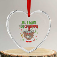 Funny All I Want For Xmas Is Money Heart Crystal Glass Ornament Xmas Melanin Black African American Hands - Wonder Print Shop