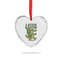 Funny Alligator Christmas Heart Crystal Glass Ornament Lator Gator - Wonder Print Shop