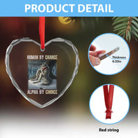 Funny Alpha Wolf Christmas Meme Heart Crystal Glass Ornament Human By Chance Alpha By Choice - Wonder Print Shop