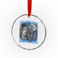 Funny Alpha Wolf Crystal Glass Ornament Don't Worry Kitten Daddy's Here 90s Vintage Bootleg - Wonder Print Shop