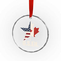 Funny American Canadan Crystal Glass Ornament US EH Canada Maple Leaf America Star Flag - Wonder Print Shop