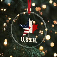Funny American Canadan Crystal Glass Ornament US EH Canada Maple Leaf America Star Flag - Wonder Print Shop
