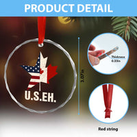 Funny American Canadan Crystal Glass Ornament US EH Canada Maple Leaf America Star Flag - Wonder Print Shop