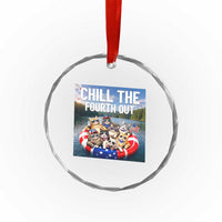 Funny Americana Cat Squad Crystal Glass Ornament Chill The Fourth Out