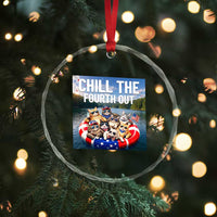 Funny Americana Cat Squad Crystal Glass Ornament Chill The Fourth Out