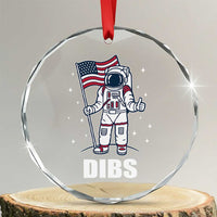 Funny Astronaut Dibs Moon Landing Crystal Glass Ornament Patriotic Space USA Meme for 4th of July - Wonder Print Shop