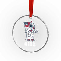 Funny Astronaut Dibs Moon Landing Crystal Glass Ornament Patriotic Space USA Meme for 4th of July - Wonder Print Shop