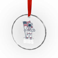 Funny Astronaut Dibs Moon Landing Crystal Glass Ornament Patriotic Space USA Meme for 4th of July TS10