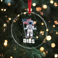 Funny Astronaut Dibs Moon Landing Crystal Glass Ornament Patriotic Space USA Meme for 4th of July TS10