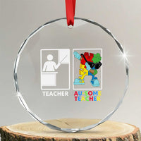 Funny Au Some Teacher Crystal Glass Ornament Autism Acceptance Special Education Gift