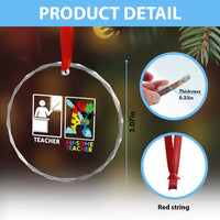 Funny Au Some Teacher Crystal Glass Ornament Autism Acceptance Special Education Gift