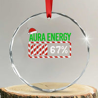 Funny Aura Energy 67 Christmas Crystal Glass Ornament Aura Farming Six Seven Meme Gen Alpha Slang TS11