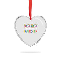 Funny Autism Awareness Dare To Be Yourself Heart Crystal Glass Ornament Dabbing Unicorn