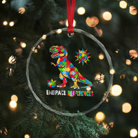 Funny Autism Awareness Embrace Differences Crystal Glass Ornament Puzzle Dinosaur