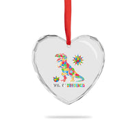 Funny Autism Awareness Embrace Differences Heart Crystal Glass Ornament Puzzle Dinosaur