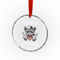Funny Autistic Raccoon Crystal Glass Ornament I Don't Struggle With Autism TS02