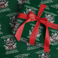 Funny Autistic Raccoon Wrapping Paper Roll I Don't Struggle With Autism - Wonder Print Shop