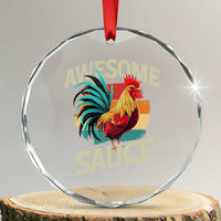 Funny Awesome Sauce Rooster Crystal Glass Ornament Vintage Retro Chicken TS11