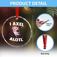 Funny Axolotl Ice Skating Crystal Glass Ornament I Axel Alotl Winter Sport - Wonder Print Shop