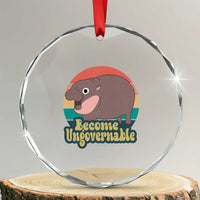 Funny Baby Hippo Moo Deng Crystal Glass Ornament Become Ungovernable Retro TS02