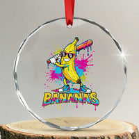 Funny Bananas Baseball Drip Ice Cream Sports Splatter Crystal Glass Ornament