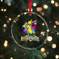 Funny Bananas Baseball Drip Ice Cream Sports Splatter Crystal Glass Ornament