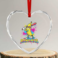 Funny Bananas Baseball Drip Ice Cream Sports Splatter Heart Crystal Glass Ornament