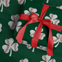 Funny Baseball St Patricks Day Distressed Shamrock Wrapping Paper Roll